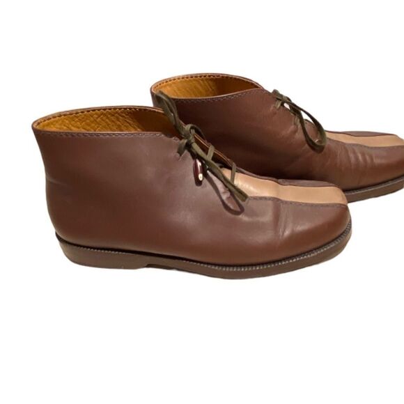 Vintage Henry Cuir for Barney’s New York Lace-up Brown 2-Tone Ankle Boots Sz 38 - Picture 10 of 12